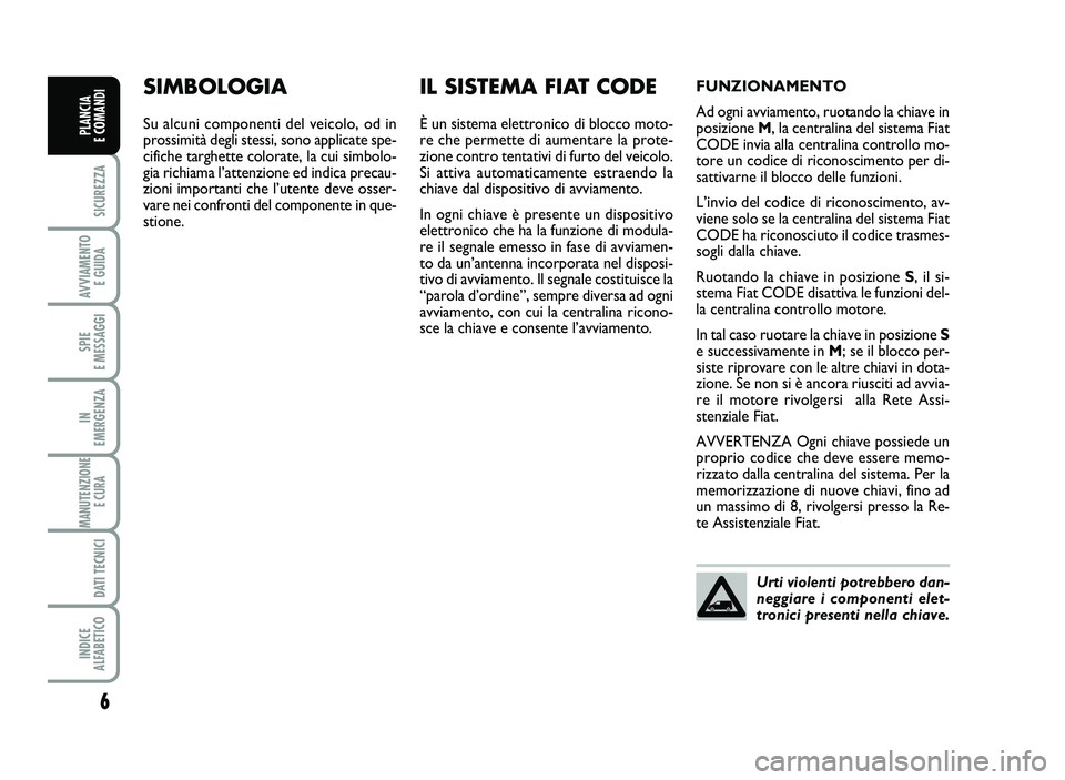 FIAT SCUDO 2013 Libretto Uso Manutenzione (in Italian) 6
S\bCUREZZA
AVV\bAMENT\f
E GU\bDA
SP\bE
E MESSAGG\b
\bN
EMERGENZA
MANUTENZ\b\fNE
E CURA
DAT\b TECN\bC\b
\bND\bCE
ALFABET\bC\f
PLANC\bA
E C\fMAND\b
SIM BO LO GIA
S u a lc u ni c o m po nen ti FIAT SCUDO 2013 Libretto Uso Manutenzione (in Italian) 6
S\bCUREZZA
AVV\bAMENT\f
E GU\bDA
SP\bE
E MESSAGG\b
\bN
EMERGENZA
MANUTENZ\b\fNE
E CURA
DAT\b TECN\bC\b
\bND\bCE
ALFABET\bC\f
PLANC\bA
E C\fMAND\b
SIM BO LO GIA
S u a lc u ni c o m po nen ti