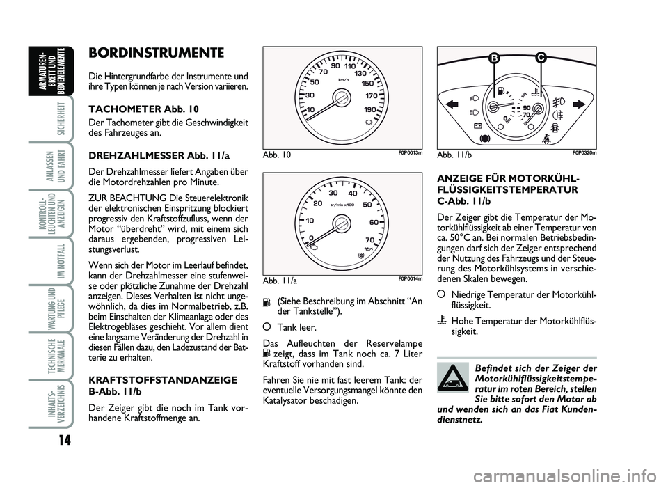 FIAT SCUDO 2013 Betriebsanleitung (in German) BO RD IN STR U \f EN TE
D ie H in te rg ru n d fa rb e d er In str u m en te u nd
ih re T yp en k ö nnen je n ac h V ersio n v ariie re n .
T A CH O M ET ER A bb. \b 0
D er T ac h o m ete FIAT SCUDO 2013 Betriebsanleitung (in German) BO RD IN STR U \f EN TE
D ie H in te rg ru n d fa rb e d er In str u m en te u nd
ih re T yp en k ö nnen je n ac h V ersio n v ariie re n .
T A CH O M ET ER A bb. \b 0
D er T ac h o m ete