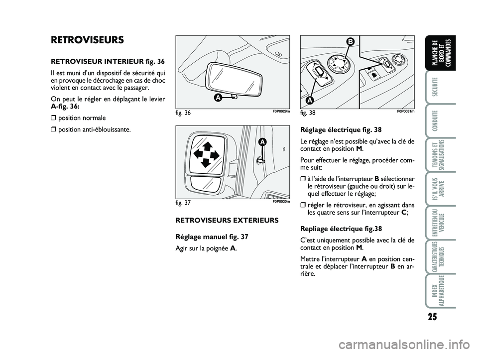 FIAT SCUDO 2013 Notice dentretien (in French) 25
SECURITE
CONDUITE
TEMOINS ETSIGNALISATIONS
IS’IL VOUS
ARRIVE
ENTRETIEN DU
VEHICULE
CARACTERISTIQUES
TECHNIQUES
INDEX
ALPHABETIQUE
PLANCHE DE
BORD ET
COMMANDES
RETROVISEURS
RETROVISEUR INTERIEUR f FIAT SCUDO 2013 Notice dentretien (in French) 25
SECURITE
CONDUITE
TEMOINS ETSIGNALISATIONS
IS’IL VOUS
ARRIVE
ENTRETIEN DU
VEHICULE
CARACTERISTIQUES
TECHNIQUES
INDEX
ALPHABETIQUE
PLANCHE DE
BORD ET
COMMANDES
RETROVISEURS
RETROVISEUR INTERIEUR f