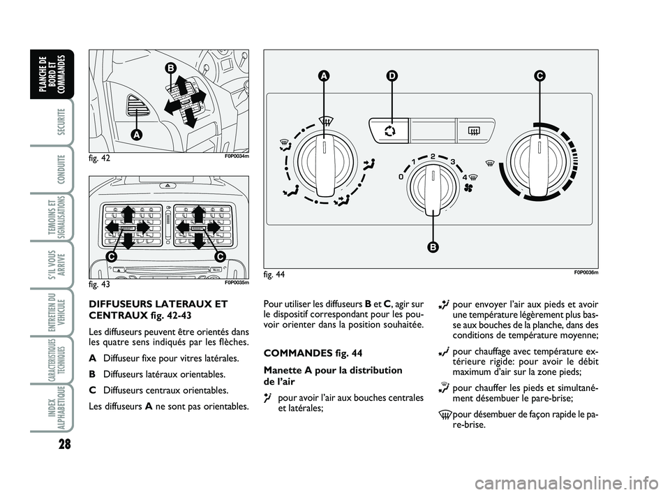 FIAT SCUDO 2013 Notice dentretien (in French) 28
SECURITE
CONDUITE
TEMOINS ETSIGNALISATIONS
S’IL VOUS
ARRIVE
ENTRETIEN DU
VEHICULE
CARACTERISTIQUES
TECHNIQUES
INDEX
ALPHABETIQUE
PLANCHE DE
BORD ET
COMMANDES
Pour utiliser les diffuseurs Bet C, a FIAT SCUDO 2013 Notice dentretien (in French) 28
SECURITE
CONDUITE
TEMOINS ETSIGNALISATIONS
S’IL VOUS
ARRIVE
ENTRETIEN DU
VEHICULE
CARACTERISTIQUES
TECHNIQUES
INDEX
ALPHABETIQUE
PLANCHE DE
BORD ET
COMMANDES
Pour utiliser les diffuseurs Bet C, a