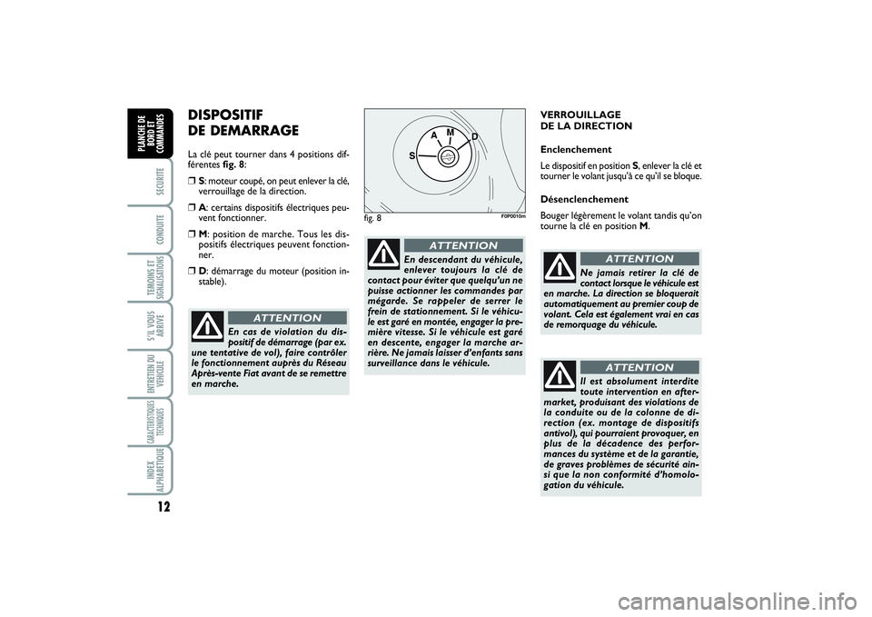 FIAT SCUDO 2015 Notice dentretien (in French) 12SECURITECONDUITETEMOINS ETSIGNALISATIONSS’IL VOUS
ARRIVEENTRETIEN DU
VEHICULECARACTERISTIQUES
TECHNIQUESINDEX
ALPHABETIQUEPLANCHE DE
BORD ET
COMMANDES
DISPOSITIF
DE DEMARRAGELa clé peut tourner FIAT SCUDO 2015 Notice dentretien (in French) 12SECURITECONDUITETEMOINS ETSIGNALISATIONSS’IL VOUS
ARRIVEENTRETIEN DU
VEHICULECARACTERISTIQUES
TECHNIQUESINDEX
ALPHABETIQUEPLANCHE DE
BORD ET
COMMANDES
DISPOSITIF
DE DEMARRAGELa clé peut tourner
