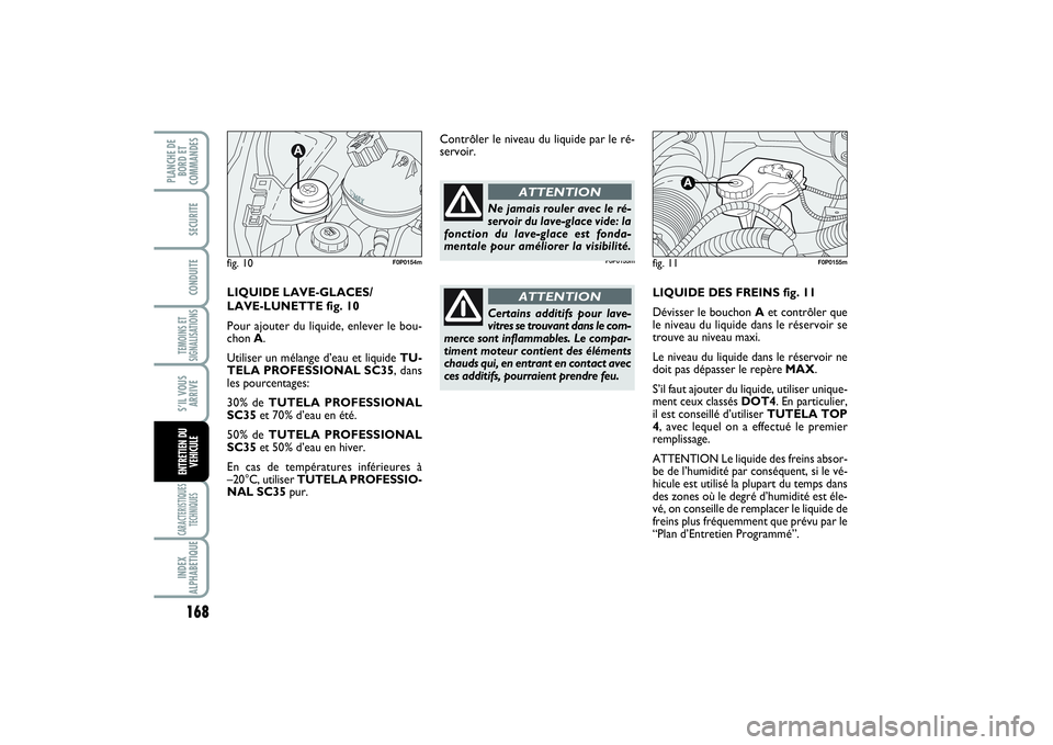 FIAT SCUDO 2015 Notice dentretien (in French) 168TEMOINS ET
SIGNALISATIONSCARACTERISTIQUES
TECHNIQUESINDEX
ALPHABETIQUEPLANCHE DE
BORD ET
COMMANDES
SECURITECONDUITES’IL VOUS
ARRIVEENTRETIEN DU
VEHICULE
LIQUIDE DES FREINS fig. 11
Dévisser le bo FIAT SCUDO 2015 Notice dentretien (in French) 168TEMOINS ET
SIGNALISATIONSCARACTERISTIQUES
TECHNIQUESINDEX
ALPHABETIQUEPLANCHE DE
BORD ET
COMMANDES
SECURITECONDUITES’IL VOUS
ARRIVEENTRETIEN DU
VEHICULE
LIQUIDE DES FREINS fig. 11
Dévisser le bo