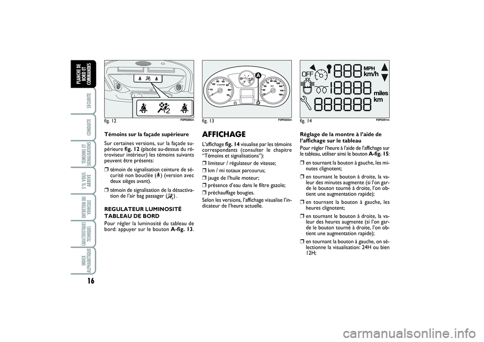 FIAT SCUDO 2015 Notice dentretien (in French) 16SECURITECONDUITETEMOINS ETSIGNALISATIONSS’IL VOUS
ARRIVEENTRETIEN DU
VEHICULECARACTERISTIQUES
TECHNIQUESINDEX
ALPHABETIQUEPLANCHE DE
BORD ET
COMMANDES
AFFICHAGE L’affichage fig. 14visualise par FIAT SCUDO 2015 Notice dentretien (in French) 16SECURITECONDUITETEMOINS ETSIGNALISATIONSS’IL VOUS
ARRIVEENTRETIEN DU
VEHICULECARACTERISTIQUES
TECHNIQUESINDEX
ALPHABETIQUEPLANCHE DE
BORD ET
COMMANDES
AFFICHAGE L’affichage fig. 14visualise par