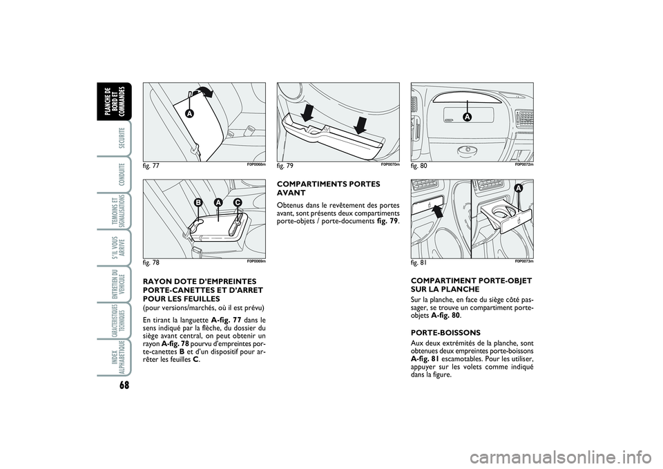 FIAT SCUDO 2015  Notice dentretien (in French) 68SECURITECONDUITETEMOINS ETSIGNALISATIONSS’IL VOUS
ARRIVEENTRETIEN DU
VEHICULECARACTERISTIQUES
TECHNIQUESINDEX
ALPHABETIQUEPLANCHE DE
BORD ET
COMMANDES
COMPARTIMENTS PORTES
AVANT
Obtenus dans le re