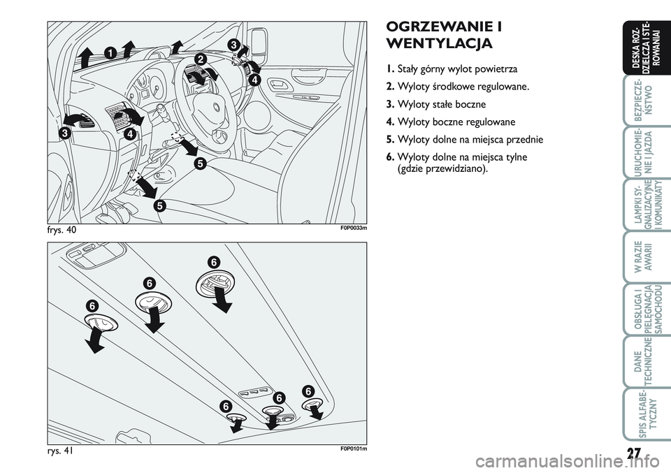 FIAT SCUDO 2012  Instrukcja obsługi (in Polish) 27
BEZPIECZE-
ŃSTWO
URUCHOMIE-
NIE I JAZDA
LAMPKI SY-
GNALIZACYJNE
I KOMUNIKATY
W RAZIE
AWA R I I
OBSŁUGA I
PIELĘGNACJA
SAMOCHODU
DANE
TECHNICZNE
SPIS ALFABE-
TYCZNY
DESKA ROZ-
DZIELCZA I STE-
ROWA