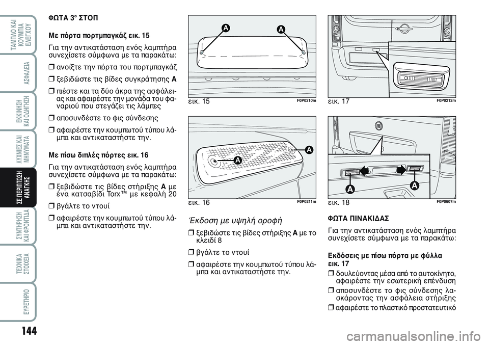 FIAT SCUDO 2012 ΒΙΒΛΙΟ ΧΡΗΣΗΣ ΚΑΙ ΣΥΝΤΗΡΗΣΗΣ (in Greek) 144
ΛΥΧΝΙΕΣ ΚΑΙ
ΜΗΝΥΜΑΤΑ
ΣΥΝΤΗΡΗΣΗ
ΚΑΙ ΦΡΟΝΤΙΔΑ
ΤΕΧΝΙΚΑ
ΣΤΟΙΧΕΙΑ
EYPETHPIO
ΤΑΜΠΛΟ ΚΑΙ
ΚΟΥΜΠΙΑ
ΕΛΕΓΧΟΥ
ΑΣΦΑΛΕΙΑ
ΕΚ FIAT SCUDO 2012 ΒΙΒΛΙΟ ΧΡΗΣΗΣ ΚΑΙ ΣΥΝΤΗΡΗΣΗΣ (in Greek) 144
ΛΥΧΝΙΕΣ ΚΑΙ
ΜΗΝΥΜΑΤΑ
ΣΥΝΤΗΡΗΣΗ
ΚΑΙ ΦΡΟΝΤΙΔΑ
ΤΕΧΝΙΚΑ
ΣΤΟΙΧΕΙΑ
EYPETHPIO
ΤΑΜΠΛΟ ΚΑΙ
ΚΟΥΜΠΙΑ
ΕΛΕΓΧΟΥ
ΑΣΦΑΛΕΙΑ
ΕΚ
