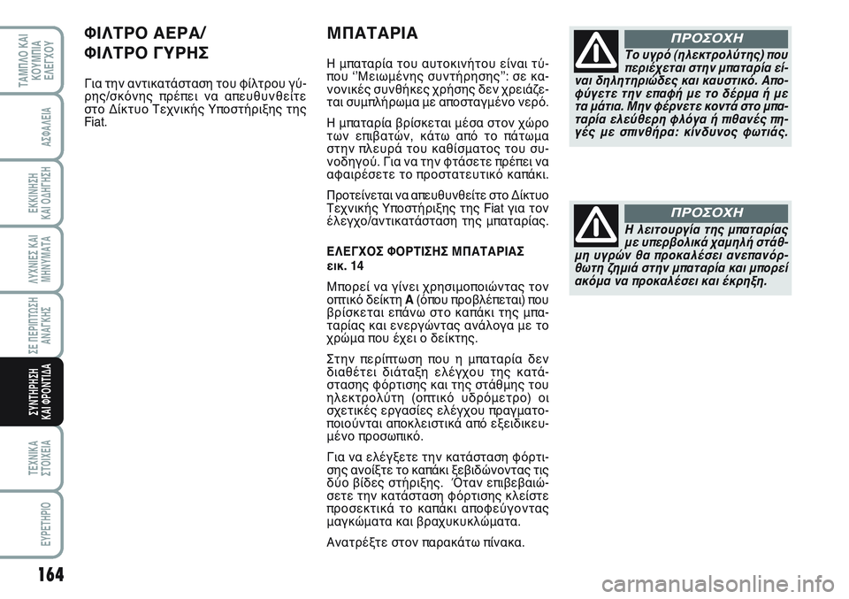 FIAT SCUDO 2012 ΒΙΒΛΙΟ ΧΡΗΣΗΣ ΚΑΙ ΣΥΝΤΗΡΗΣΗΣ (in Greek) 164
ΛΥΧΝΙΕΣ ΚΑΙ
ΜΗΝΥΜΑΤΑ
ΤΕΧΝΙΚΑ
ΣΤΟΙΧΕΙΑ
EYPETHPIO
ΤΑΜΠΛΟ ΚΑΙ
ΚΟΥΜΠΙΑ
ΕΛΕΓΧΟΥ
ΑΣΦΑΛΕΙΑ
ΕΚΚΙΝΗΣΗ
ΚΑΙ ΟΔΗΓΗΣΗ
ΣΕ Π FIAT SCUDO 2012 ΒΙΒΛΙΟ ΧΡΗΣΗΣ ΚΑΙ ΣΥΝΤΗΡΗΣΗΣ (in Greek) 164
ΛΥΧΝΙΕΣ ΚΑΙ
ΜΗΝΥΜΑΤΑ
ΤΕΧΝΙΚΑ
ΣΤΟΙΧΕΙΑ
EYPETHPIO
ΤΑΜΠΛΟ ΚΑΙ
ΚΟΥΜΠΙΑ
ΕΛΕΓΧΟΥ
ΑΣΦΑΛΕΙΑ
ΕΚΚΙΝΗΣΗ
ΚΑΙ ΟΔΗΓΗΣΗ
ΣΕ Π