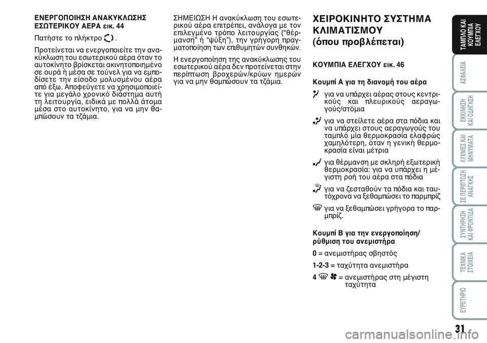 FIAT SCUDO 2012 ΒΙΒΛΙΟ ΧΡΗΣΗΣ ΚΑΙ ΣΥΝΤΗΡΗΣΗΣ (in Greek) 31
ΑΣΦΑΛΕΙΑ
ΕΚΚΙΝΗΣΗ
ΚΑΙ ΟΔΗΓΗΣΗ
ΛΥΧΝΙΕΣ ΚΑΙ
ΜΗΝΥΜΑΤΑ
ΣΕ ΠΕΡΙΠΤΩΣΗ
ΑΝΑΓΚΗΣ
ΣΥΝΤΗΡΗΣΗ
ΚΑΙ ΦΡΟΝΤΙΔΑ
ΤΕΧΝΙΚΑ
Σ FIAT SCUDO 2012 ΒΙΒΛΙΟ ΧΡΗΣΗΣ ΚΑΙ ΣΥΝΤΗΡΗΣΗΣ (in Greek) 31
ΑΣΦΑΛΕΙΑ
ΕΚΚΙΝΗΣΗ
ΚΑΙ ΟΔΗΓΗΣΗ
ΛΥΧΝΙΕΣ ΚΑΙ
ΜΗΝΥΜΑΤΑ
ΣΕ ΠΕΡΙΠΤΩΣΗ
ΑΝΑΓΚΗΣ
ΣΥΝΤΗΡΗΣΗ
ΚΑΙ ΦΡΟΝΤΙΔΑ
ΤΕΧΝΙΚΑ
Σ