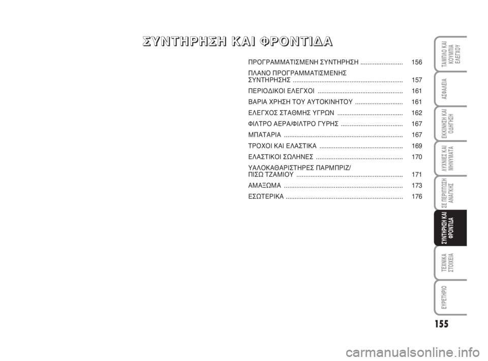 FIAT FIORINO 2010 ΒΙΒΛΙΟ ΧΡΗΣΗΣ ΚΑΙ ΣΥΝΤΗΡΗΣΗΣ (in Greek) 155
ΛΥΧΝΙΕΣ ΚΑΙ
ΜΗΝΥΜΑΤΑ
ΤΕΧΝΙΚΑ
ΣΤΟΙΧΕΙΑ
ΕΥΡΕΤΗΡΙΟ
ΤΑΜΠΛΟ ΚΑΙ
ΚΟΥΜΠΙΑ
ΕΛΕΓΧΟΥ
ΑΣΦΑΛΕΙΑ
ΕΚΚΙΝΗΣΗ ΚΑΙ
ΟΔΗΓΗΣΗ
FIAT FIORINO 2010 ΒΙΒΛΙΟ ΧΡΗΣΗΣ ΚΑΙ ΣΥΝΤΗΡΗΣΗΣ (in Greek) 155
ΛΥΧΝΙΕΣ ΚΑΙ
ΜΗΝΥΜΑΤΑ
ΤΕΧΝΙΚΑ
ΣΤΟΙΧΕΙΑ
ΕΥΡΕΤΗΡΙΟ
ΤΑΜΠΛΟ ΚΑΙ
ΚΟΥΜΠΙΑ
ΕΛΕΓΧΟΥ
ΑΣΦΑΛΕΙΑ
ΕΚΚΙΝΗΣΗ ΚΑΙ
ΟΔΗΓΗΣΗ