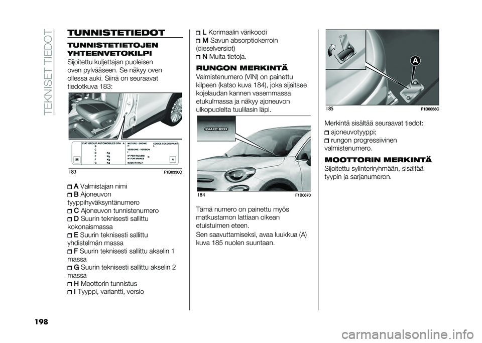 FIAT 500X 2020  Käyttö- ja huolto-ohjekirja (in in Finnish) ��.�*���7��*�.��.�7�*�>��.
��� ��������������
����������������
���������������
���������� ����������� � ��������
��
