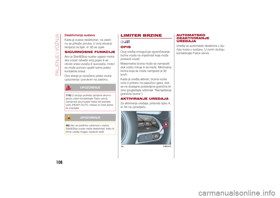 FIAT 500X 2021  Knjižica s uputama za uporabu i održavanje (in Croatian) 108�3�$�/�-�(�1�-�(��,��9�2�