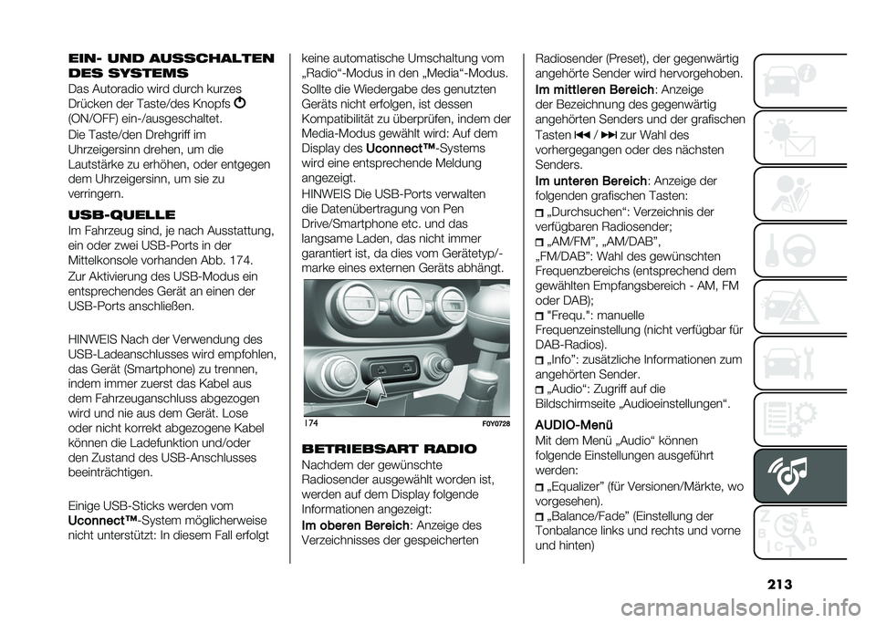 FIAT 500L 2020  Betriebsanleitung (in German) ������� ��� ��������
���
��� �������
�/��
 �&�������� ���� ����� ����#�	�
�/�����	� ��	� ���
��	�B��	�
 �=���(��
�6�5�-�B�5���9 �	�