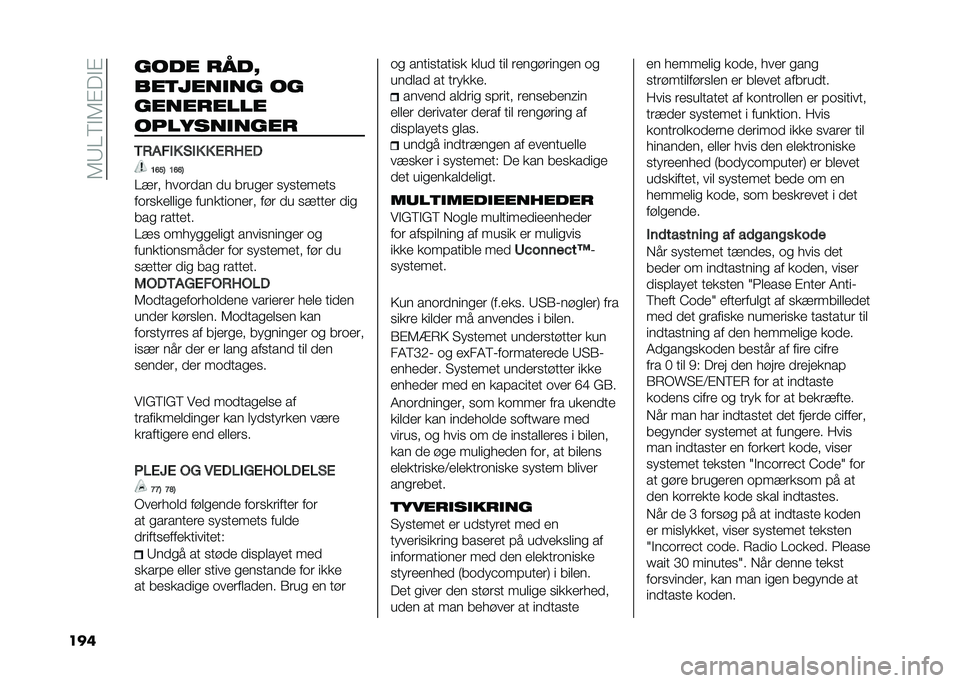 FIAT 500L 2020  Brugs- og vedligeholdelsesvejledning (in Danish) ��6�9��8�$�6�%��$�%
��� ���� ����C
���	����
�� ��
���������
�������
����
�/�+���� �(�� � ��+�)��.
�B�D��8 �B�D�D�8
��!�� � ��	���� �� ���