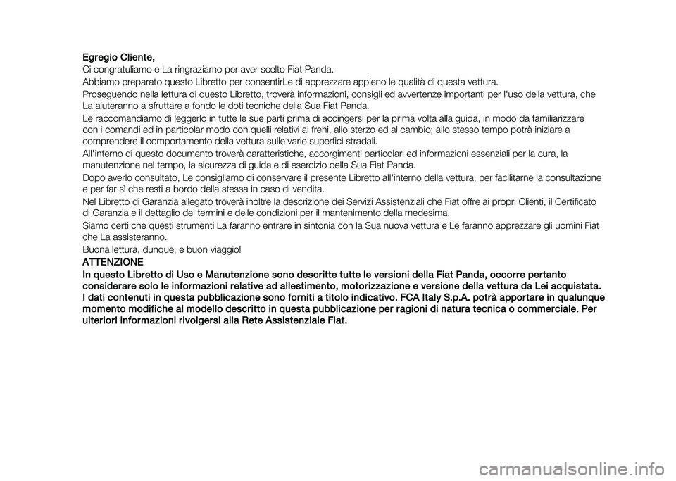 FIAT PANDA 2021  Libretto Uso Manutenzione (in Italian) 