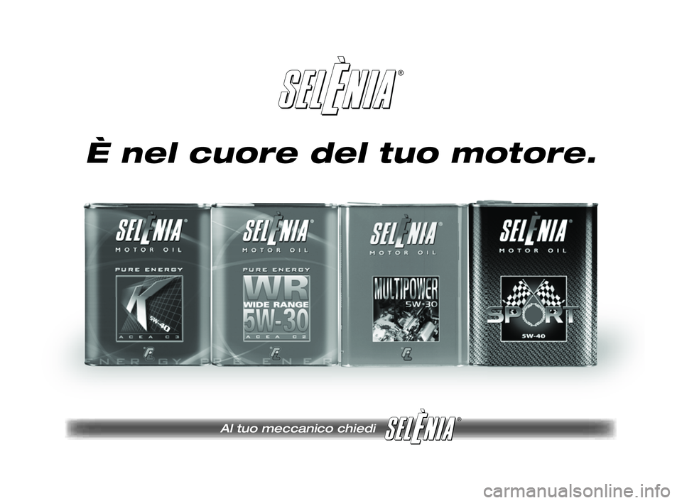 FIAT PUNTO 2012  Libretto Uso Manutenzione (in Italian) ®
Al tuo meccanico chiedi
®
Pagine_ITA.indd 118-05-2005 11:53:40
È nel cuore del tuo motore.
185-206 PUNTO POP 1ed IT  27-09-2011  11:03  Pagina 205 