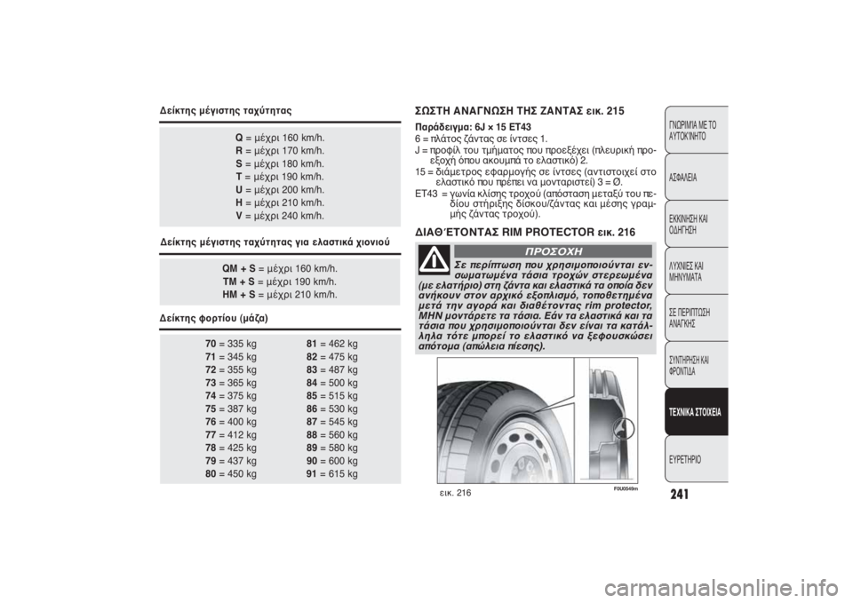 FIAT PUNTO 2014  ΒΙΒΛΙΟ ΧΡΗΣΗΣ ΚΑΙ ΣΥΝΤΗΡΗΣΗΣ (in Greek) 241ΓΝΩΡΙΜΊΑ ΜΕ ΤΟ
ΑΥΤΟΚΊΝΗΤΟ
ΑΣΦΑΛΕΙΑ
ΕΚΚΙΝΗΣΗ ΚΑΙ
ΟΔΗΓΗΣΗ
ΛΥΧΝΙΕΣ ΚΑΙ
ΜΗΝΥΜΑΤΑ
ΣΕ ΠΕΡΙΠΤΩΣΗ
ΑΝΑΓΚΗΣΣΥΝΤΗΡΗΣ