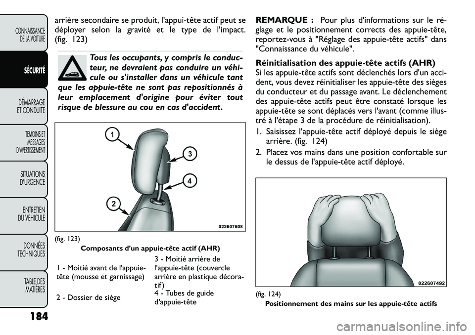 FIAT FREEMONT 2012  Notice dentretien (in French) arrière secondaire se produit, l'appui