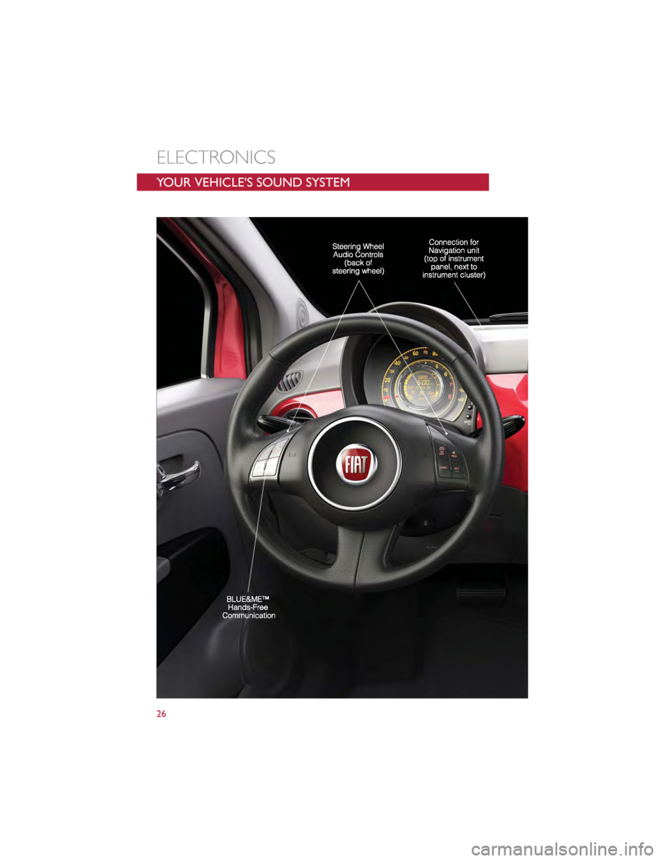 FIAT 500 GUCCI 2012 2.G User Guide YOUR VEHICLES SOUND SYSTEM
ELECTRONICS
26 
