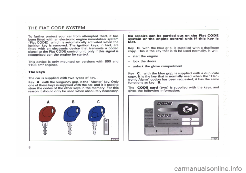 FIAT CINQUECENTO 1995 1.G Owners Manual 