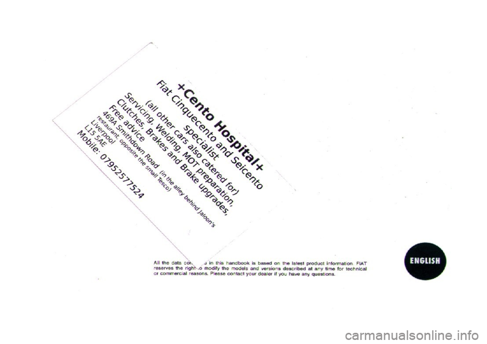 FIAT CINQUECENTO 1995 1.G Owners Manual 