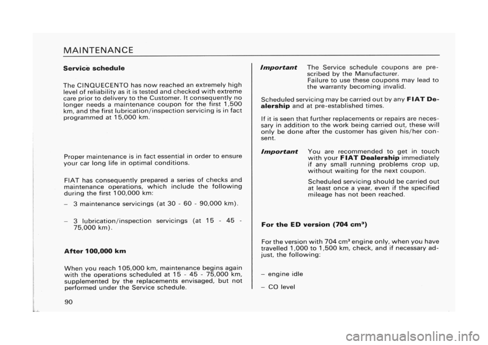FIAT CINQUECENTO 1995 1.G Owners Manual 