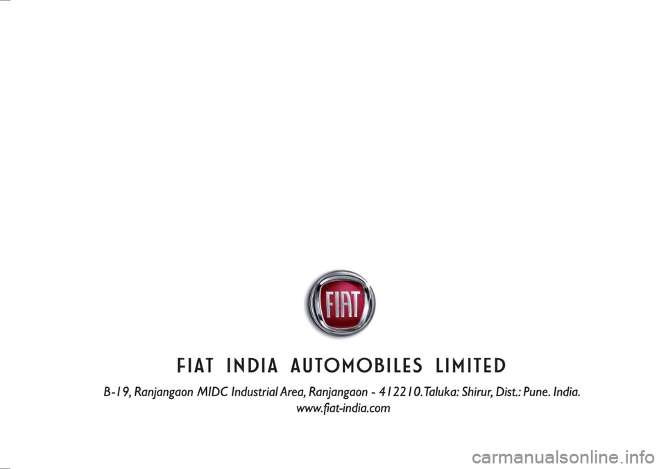 FIAT PALIO 2003 178 / 1.G India Version Owners Manual 