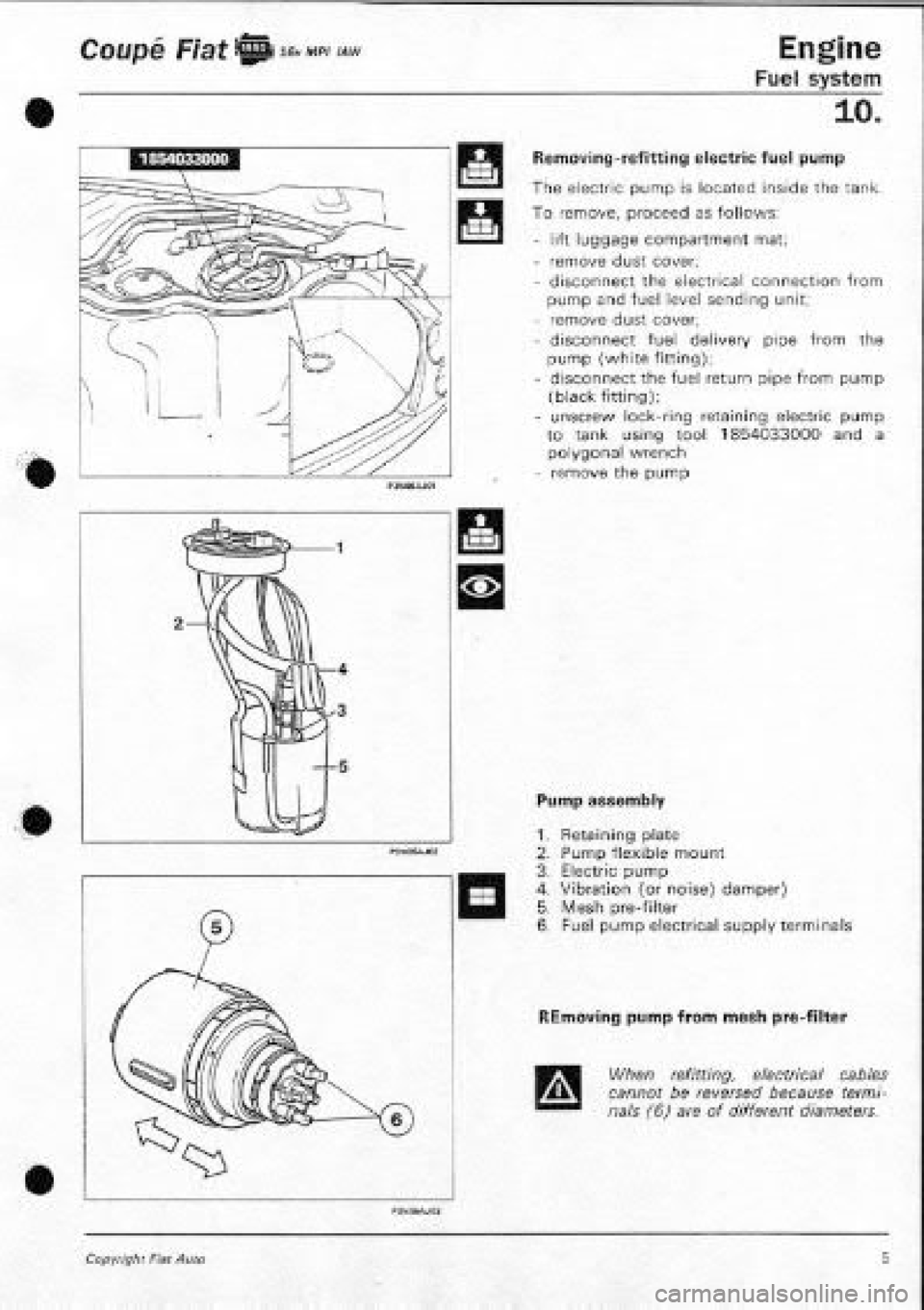FIAT COUPE 1995  Workshop Manual 