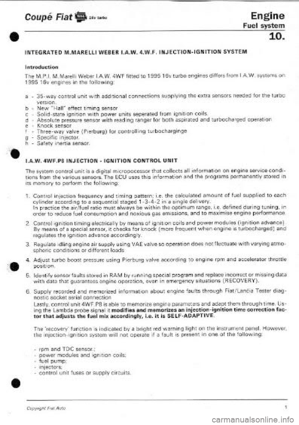 FIAT COUPE 1995  Workshop Manual 
