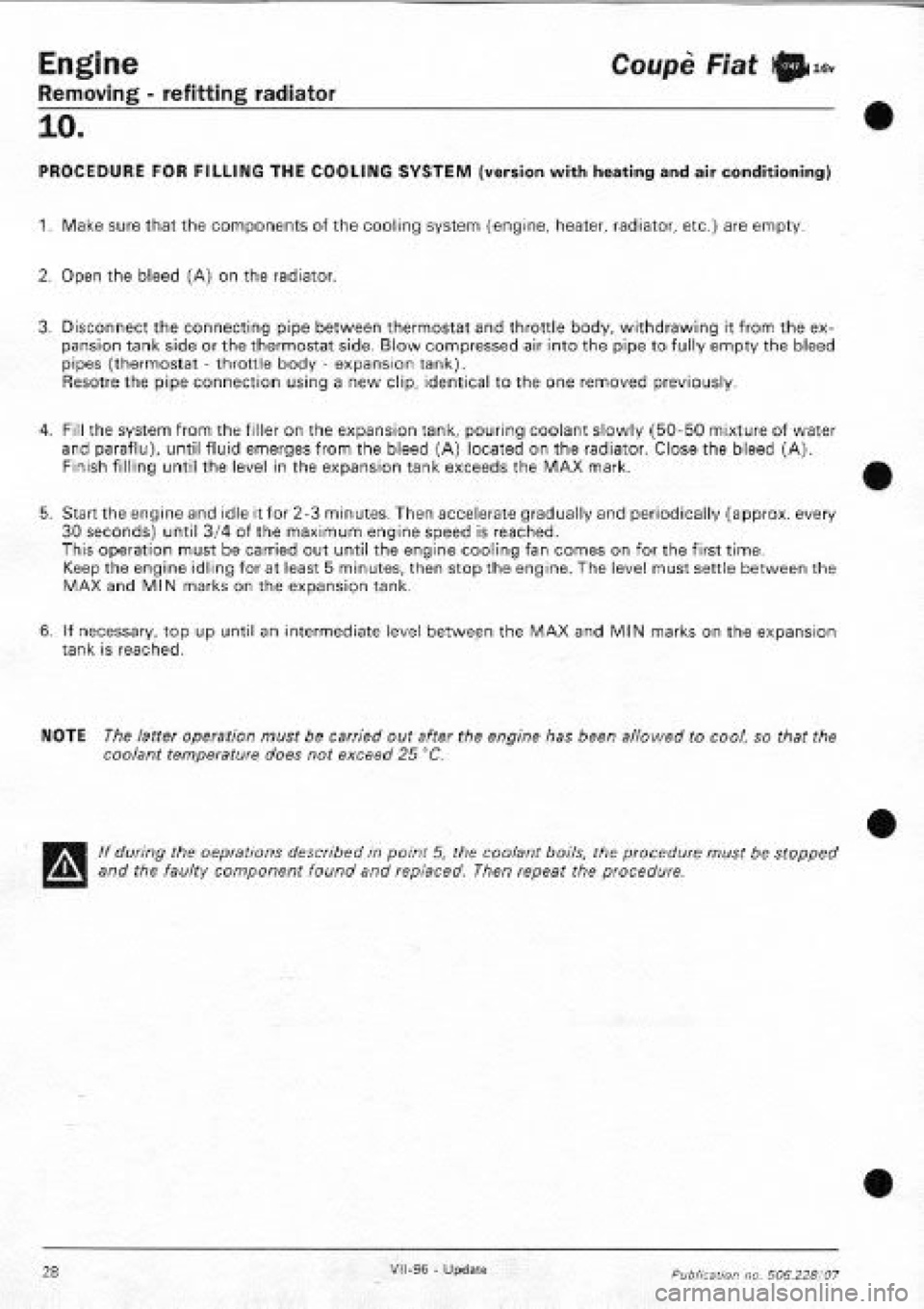 FIAT COUPE 1995  Workshop Manual 