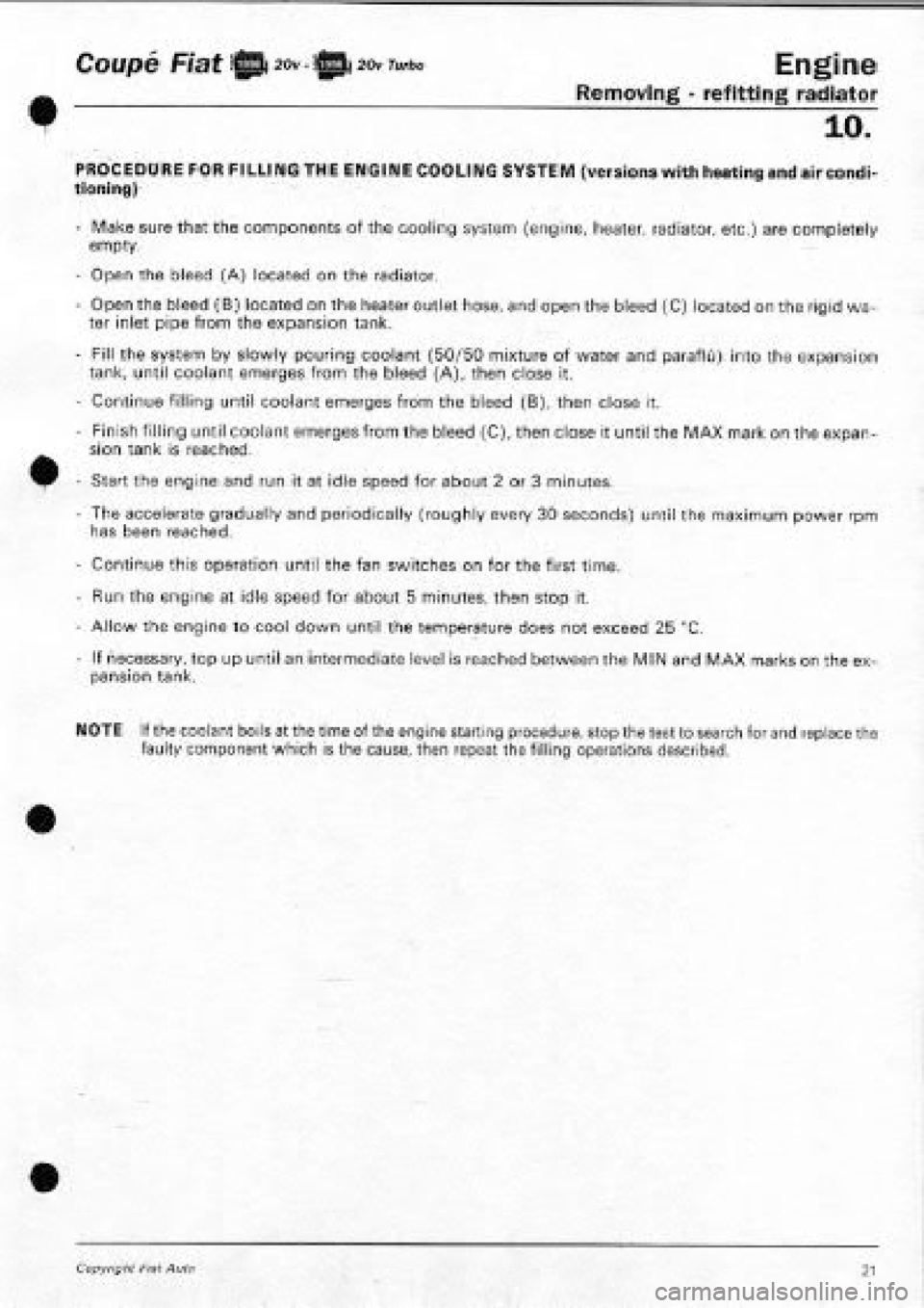 FIAT COUPE 1995  Workshop Manual 