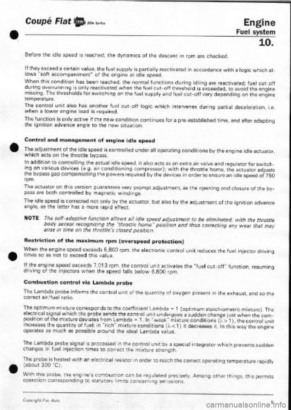FIAT COUPE 1995  Workshop Manual 