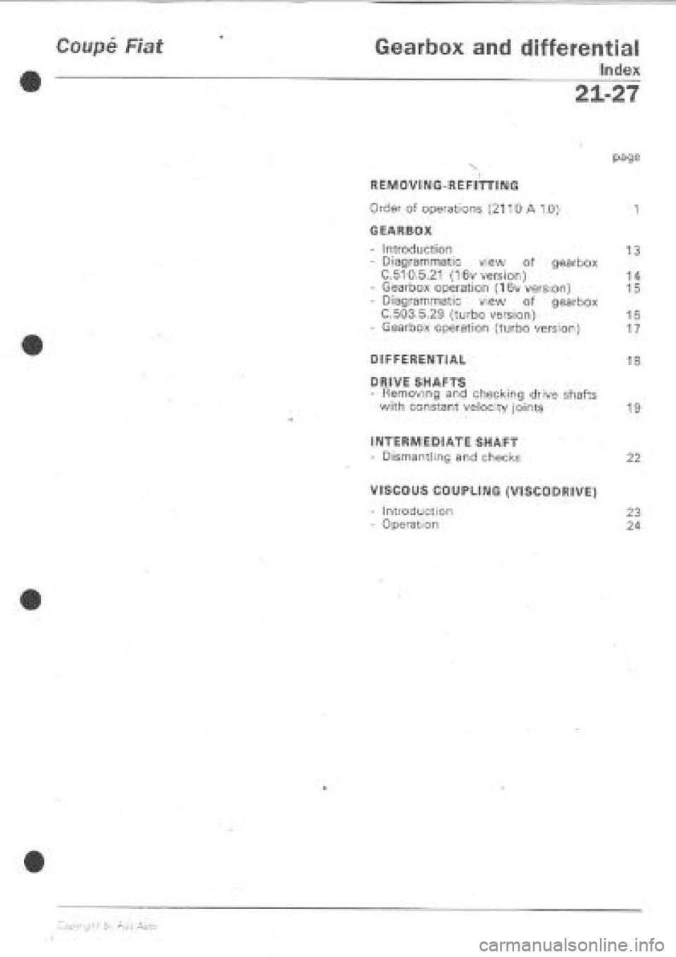 FIAT COUPE 1995  Workshop Manual 
