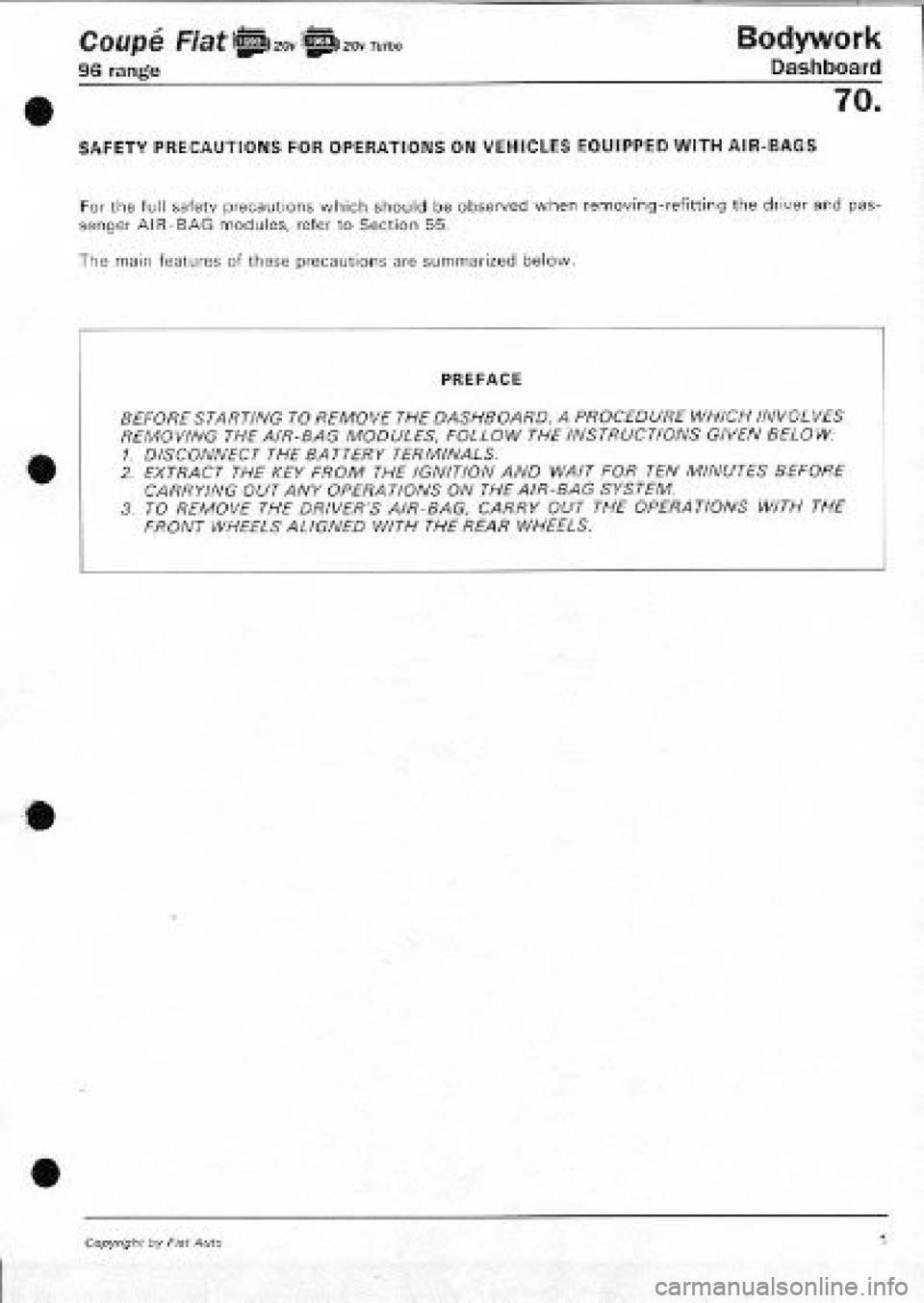 FIAT COUPE 1995  Workshop Manual 