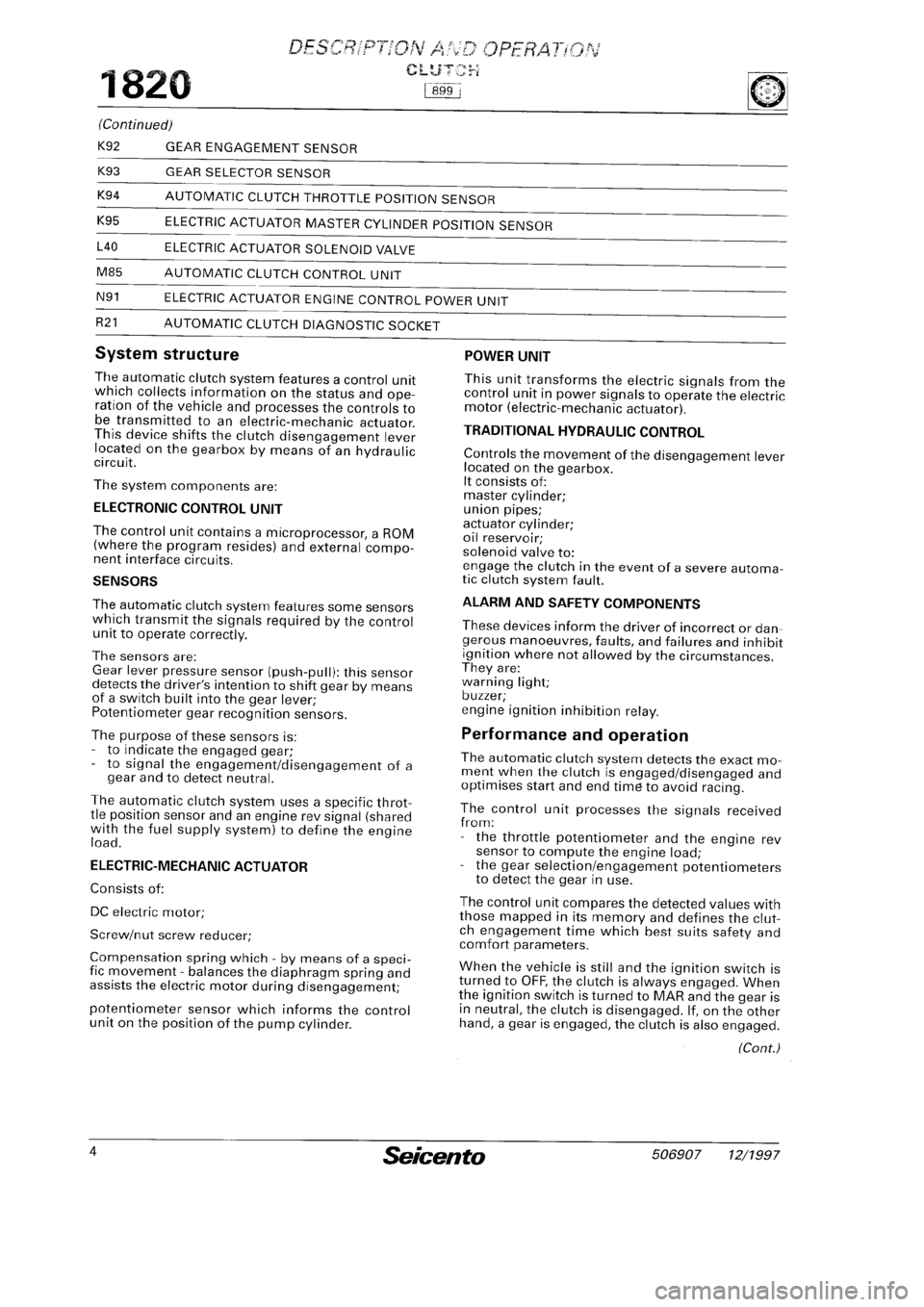 FIAT SEICENTO 1997  Service And Repair Manual 