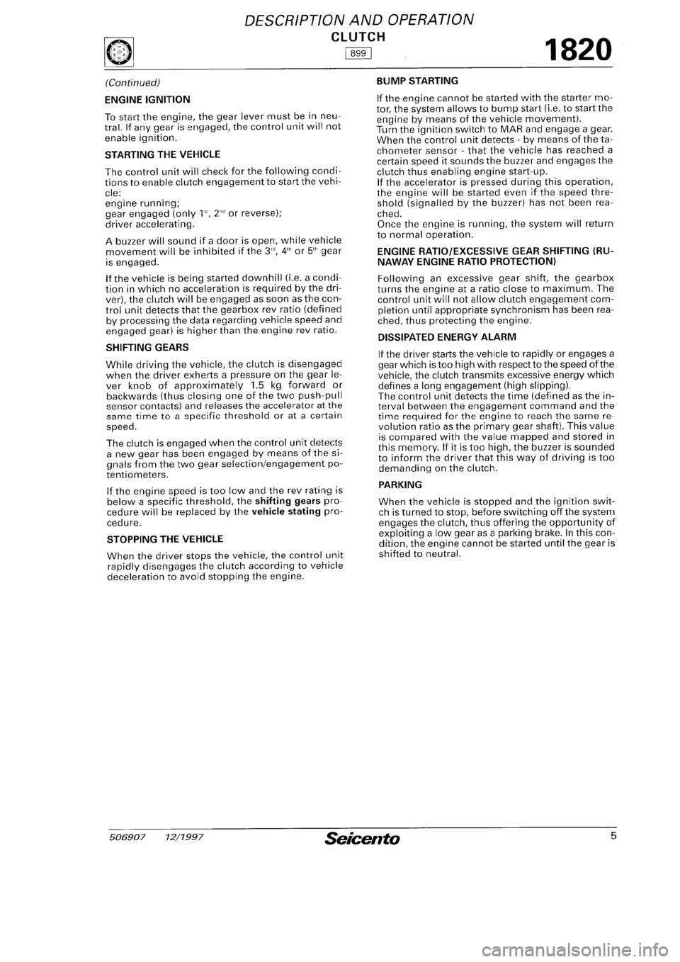FIAT SEICENTO 1997  Service And Repair Manual 