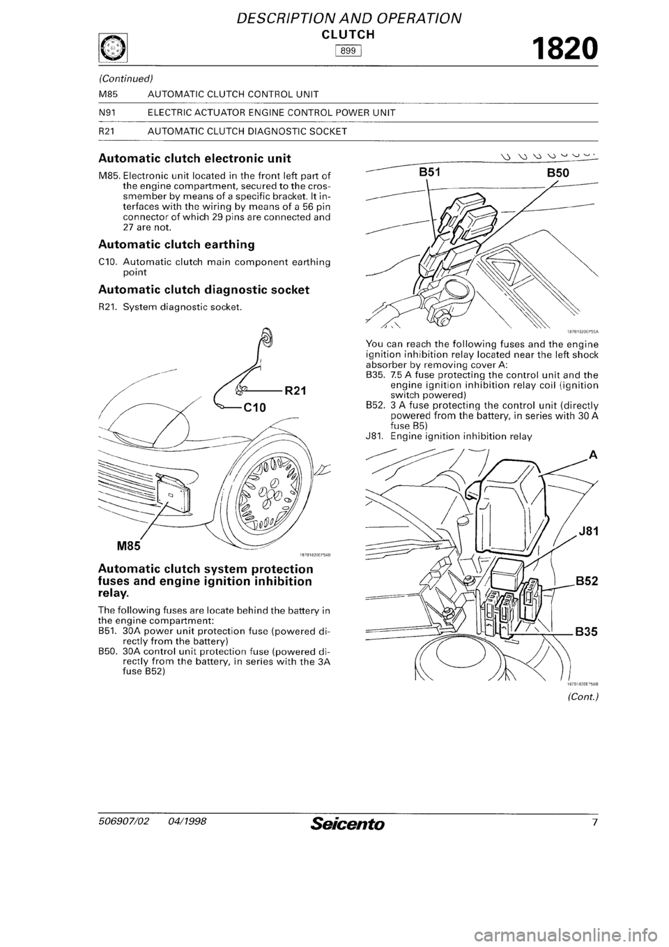 FIAT SEICENTO 1997  Service And Repair Manual 