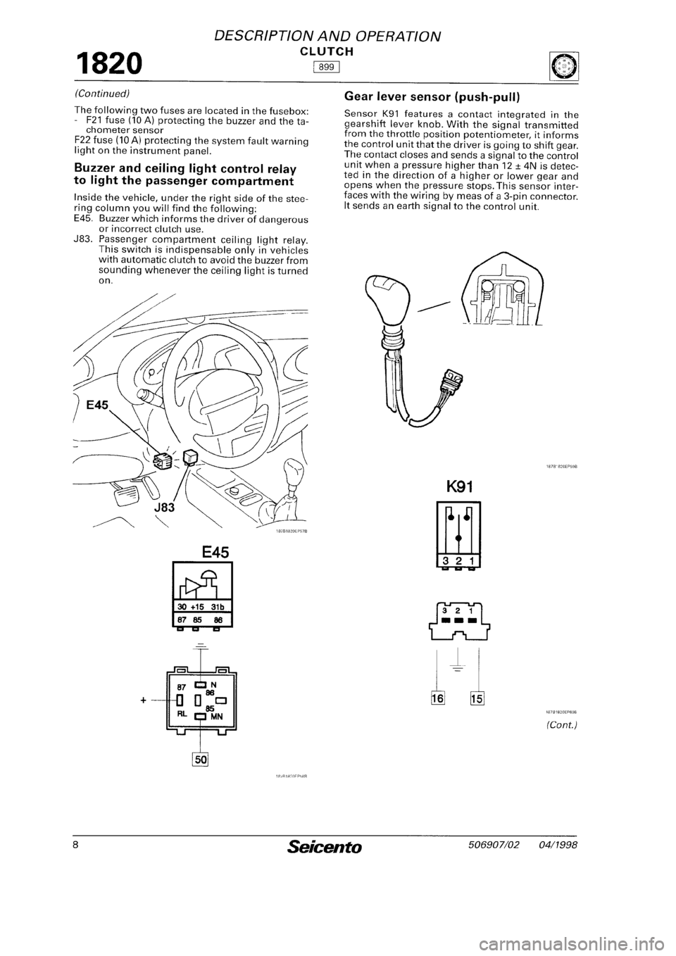 FIAT SEICENTO 1997  Service And Repair Manual 