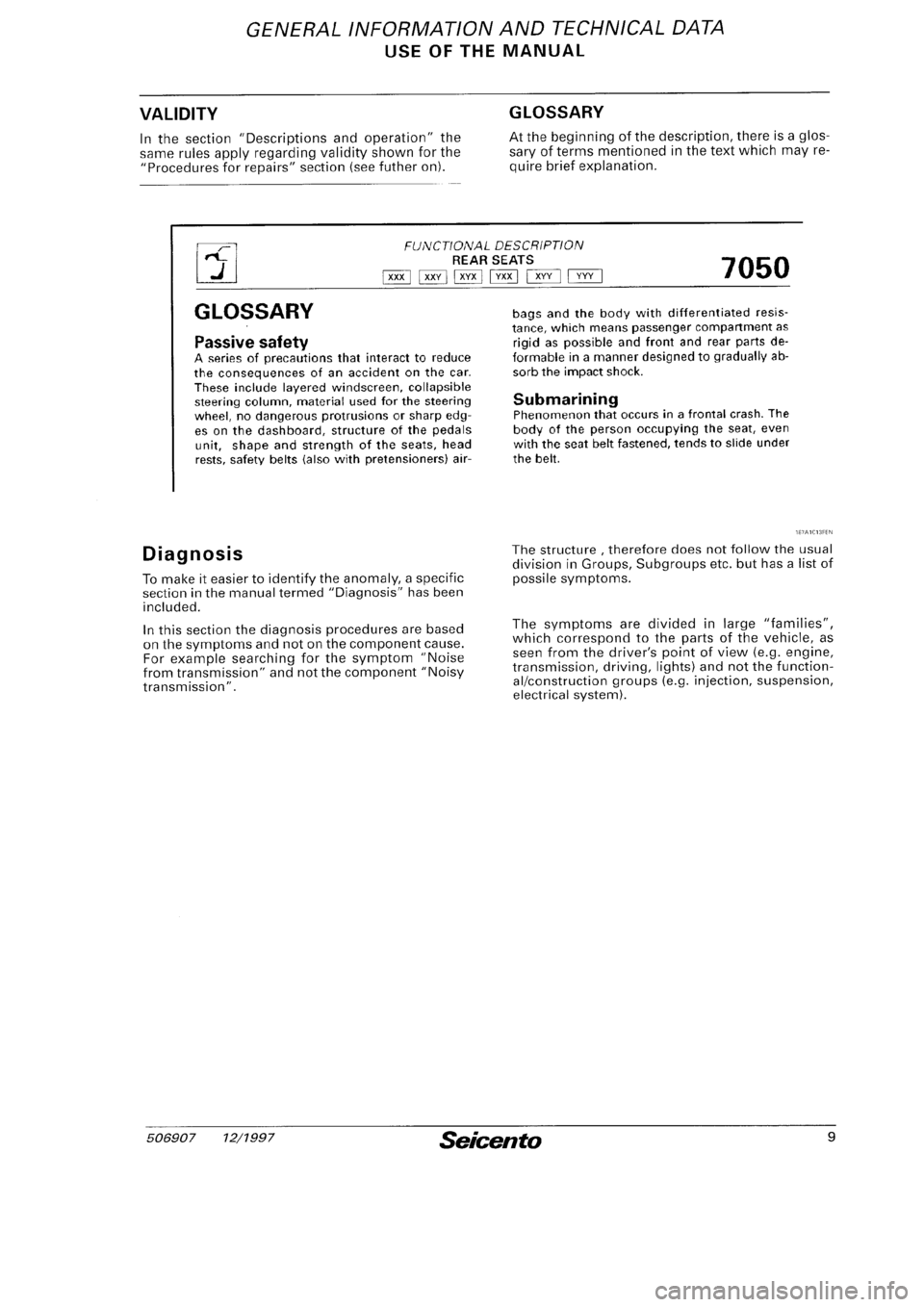 FIAT SEICENTO 1997  Service And Repair Manual 