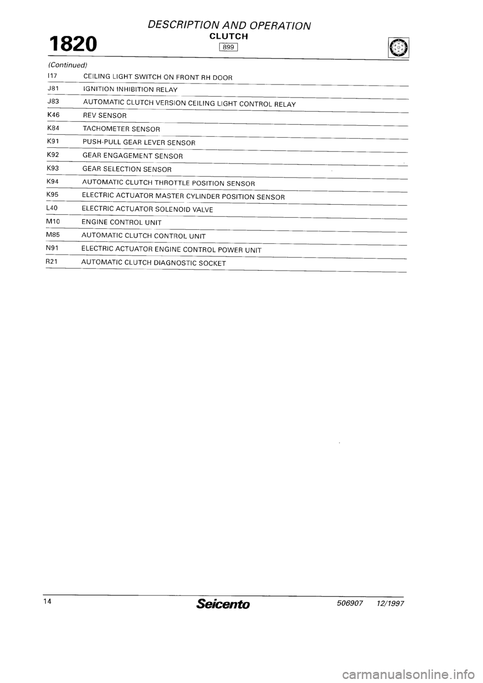 FIAT SEICENTO 1997  Service And Repair Manual 