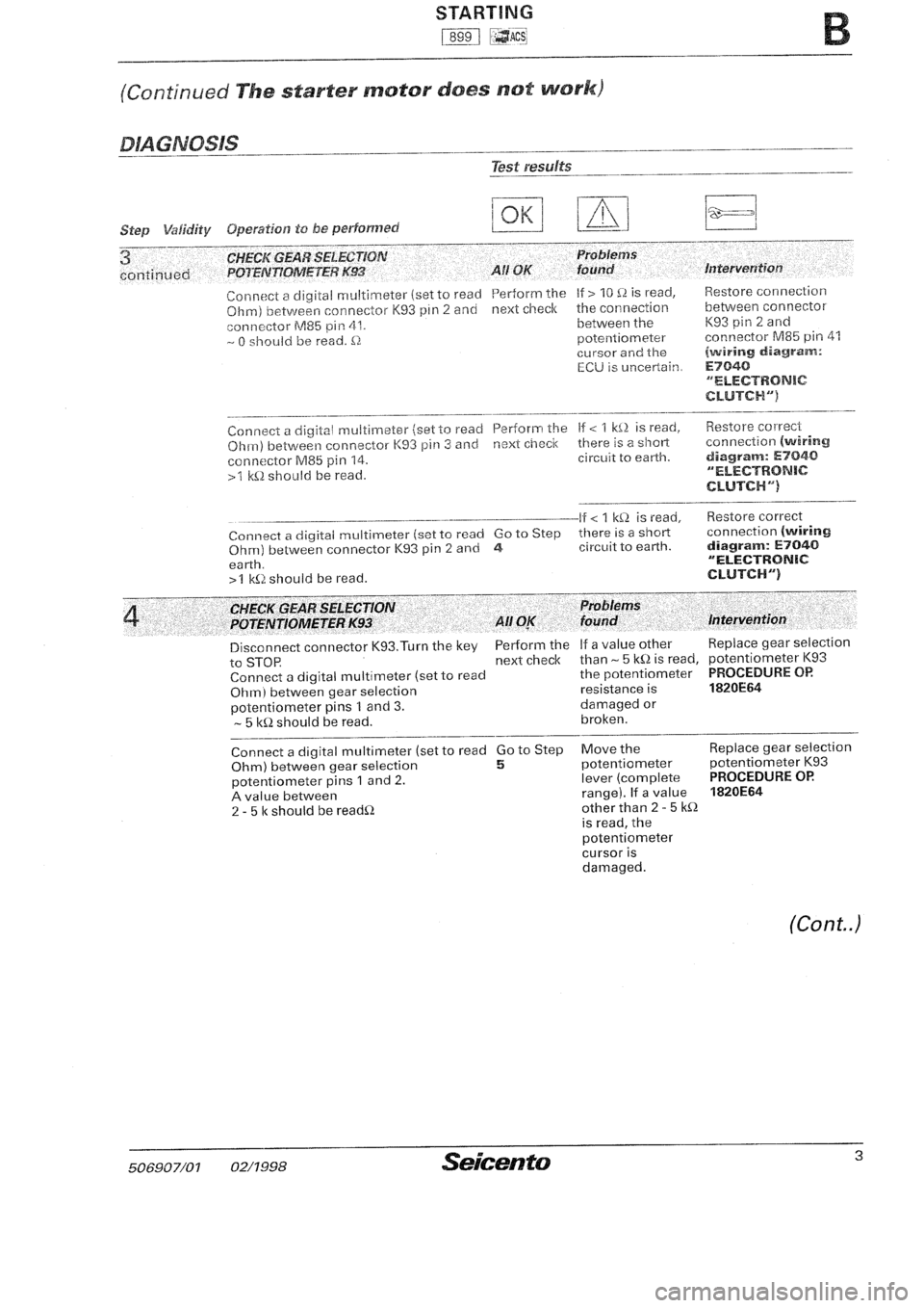 FIAT SEICENTO 1997  Service And Repair Manual 