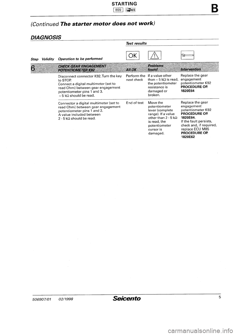 FIAT SEICENTO 1997  Service And Repair Manual 