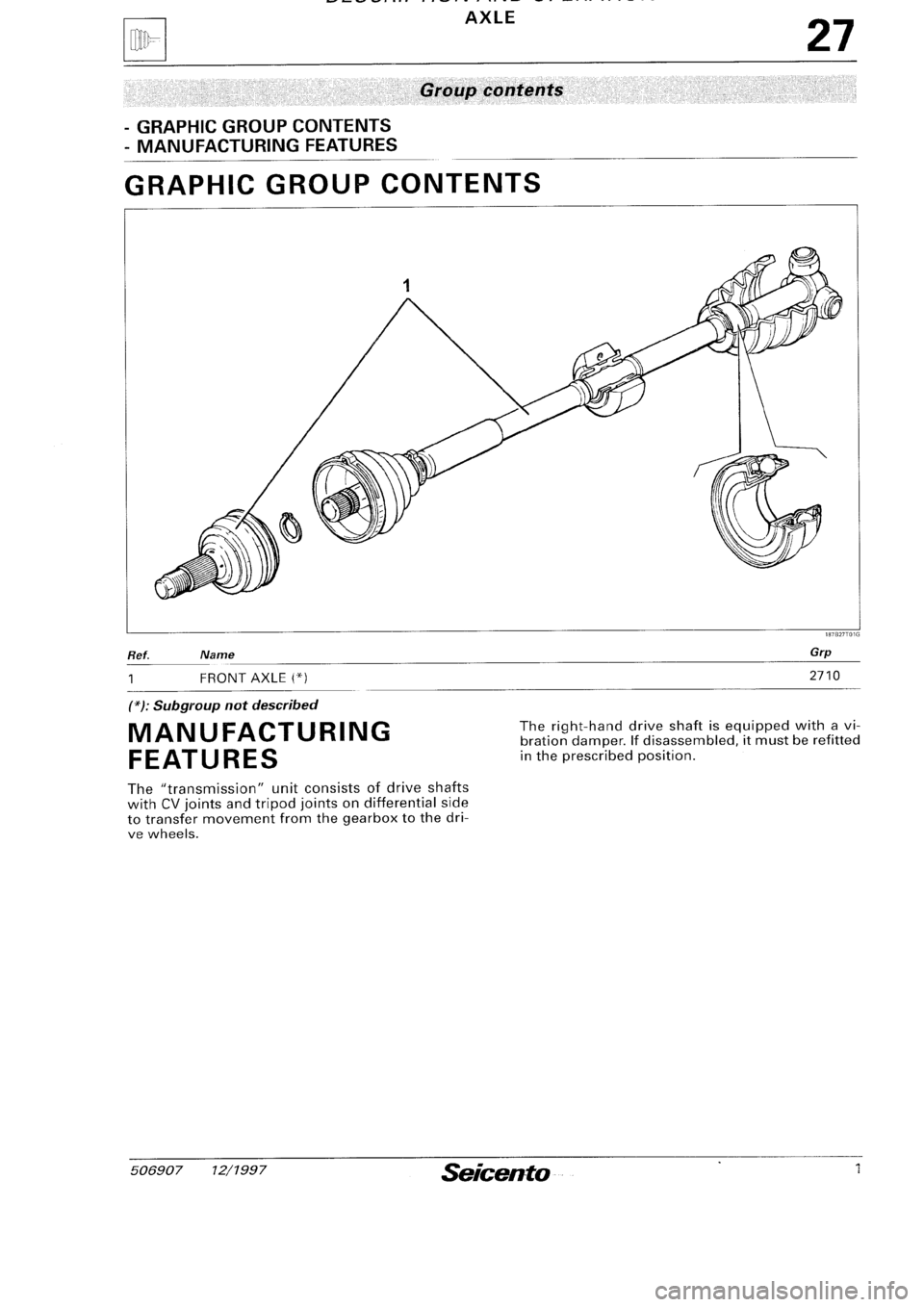 FIAT SEICENTO 1997  Service And Repair Manual 