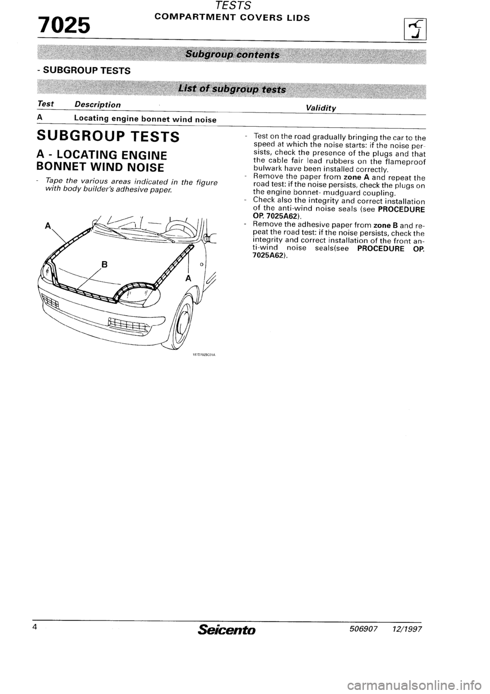 FIAT SEICENTO 1997  Service And Repair Manual 