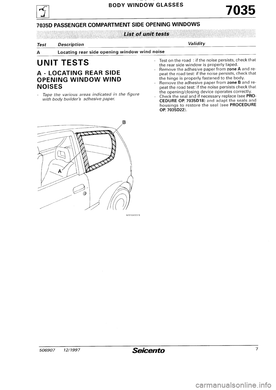 FIAT SEICENTO 1997  Service And Repair Manual 