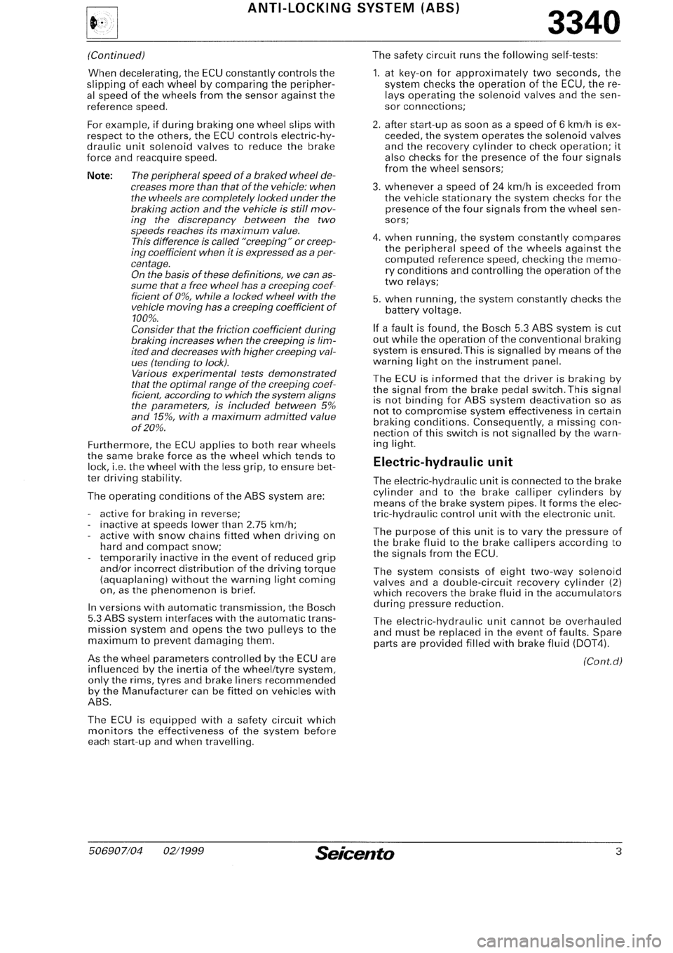 FIAT SEICENTO 1997  Service And Repair Manual 