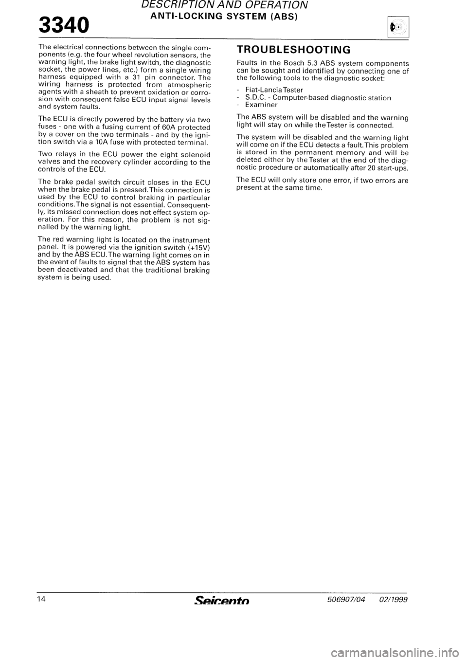 FIAT SEICENTO 1997  Service And Repair Manual 