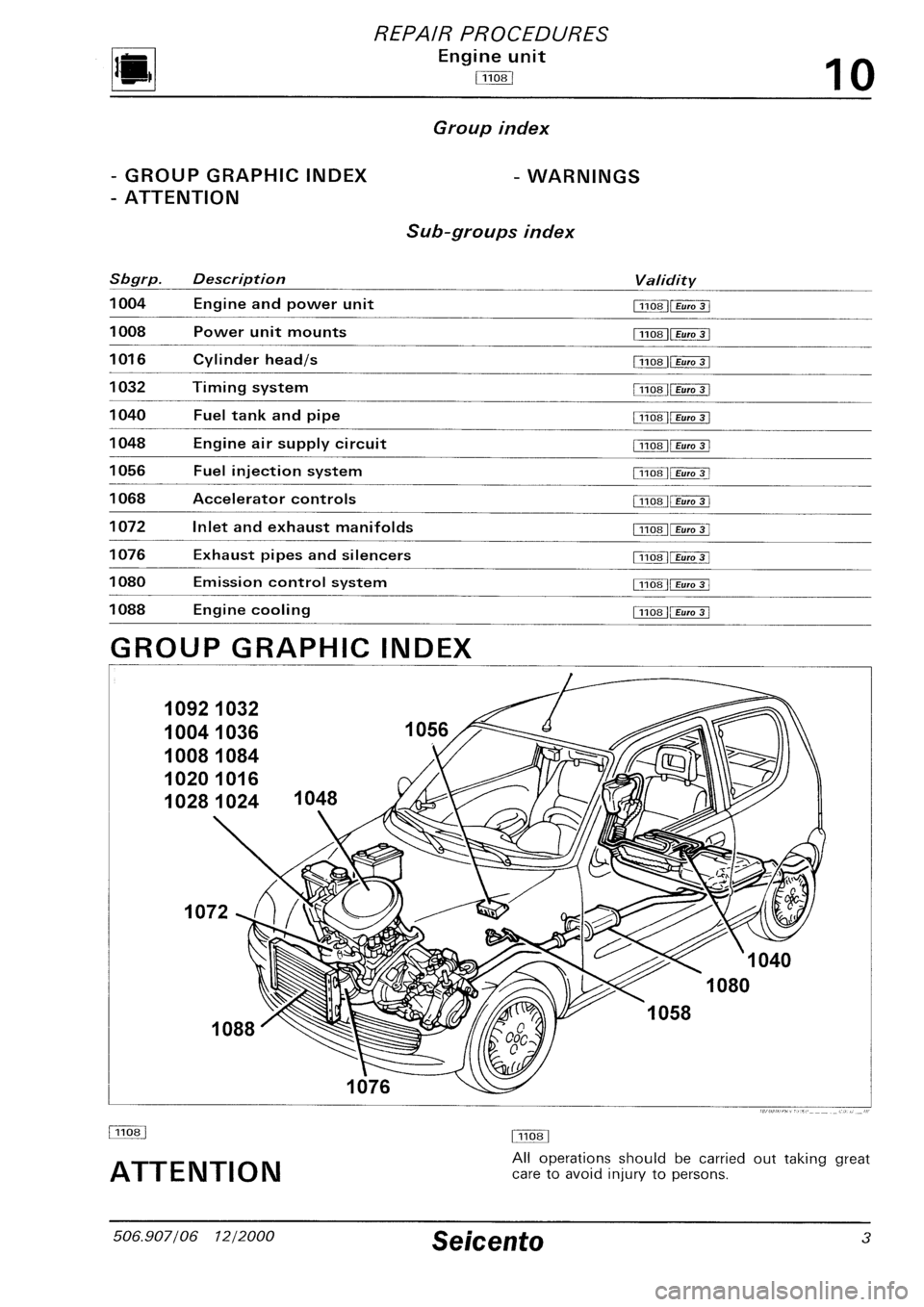 FIAT SEICENTO 1997  Service And Repair Manual 
