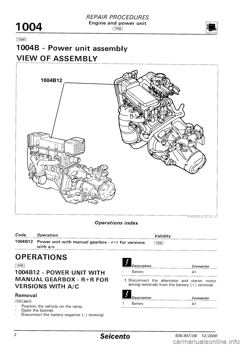 FIAT SEICENTO 1997  Service And Repair Manual 