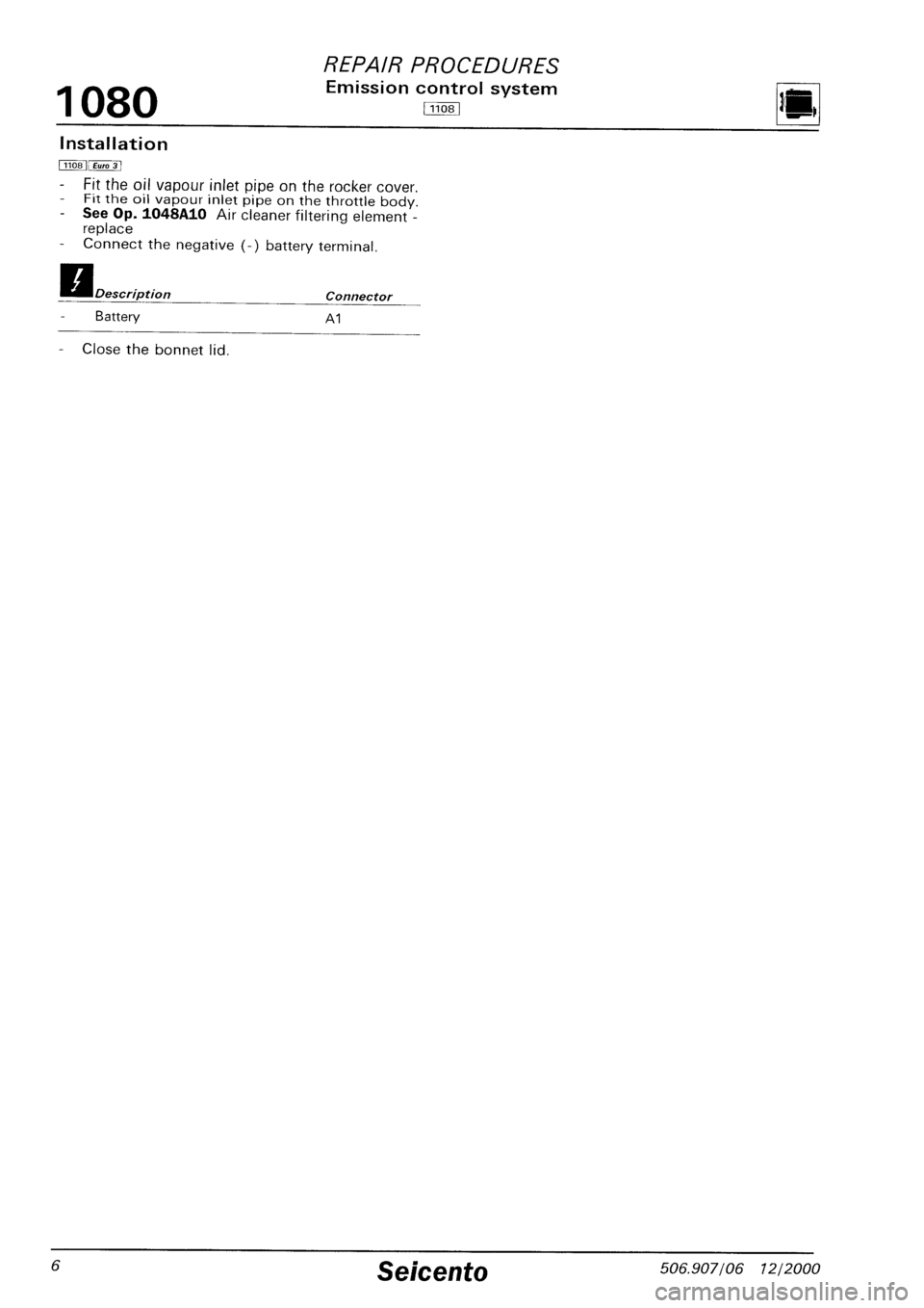 FIAT SEICENTO 1997  Service And Repair Manual 