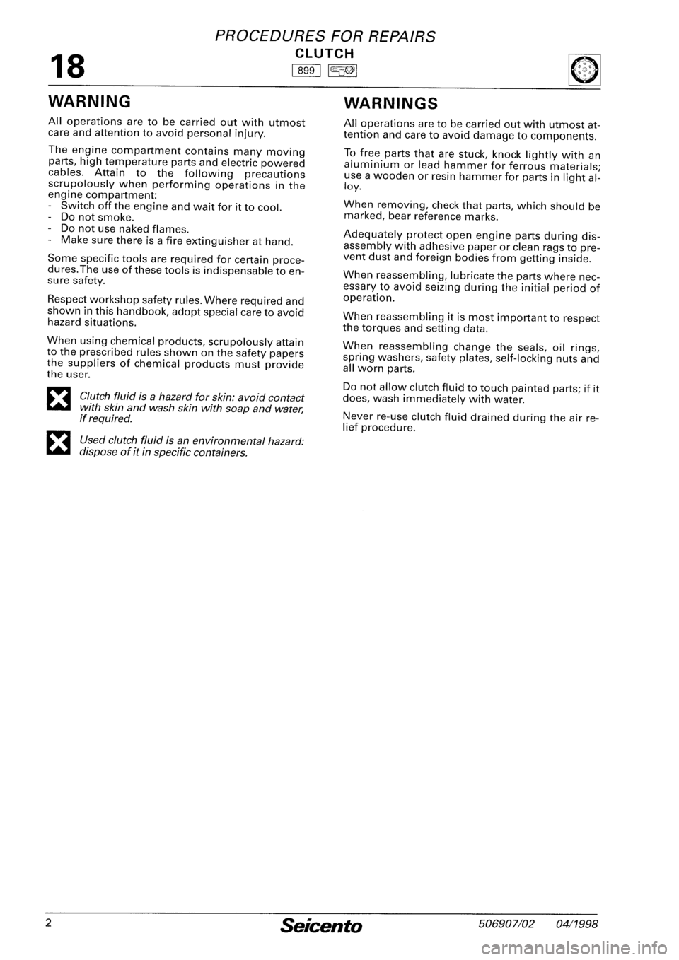 FIAT SEICENTO 1997  Service And Repair Manual 